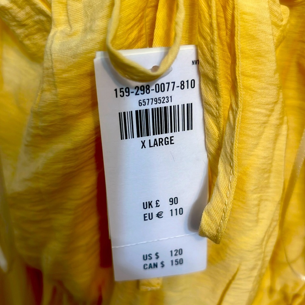 Brand new Abercrombie and Fitch long yellow dress XL.